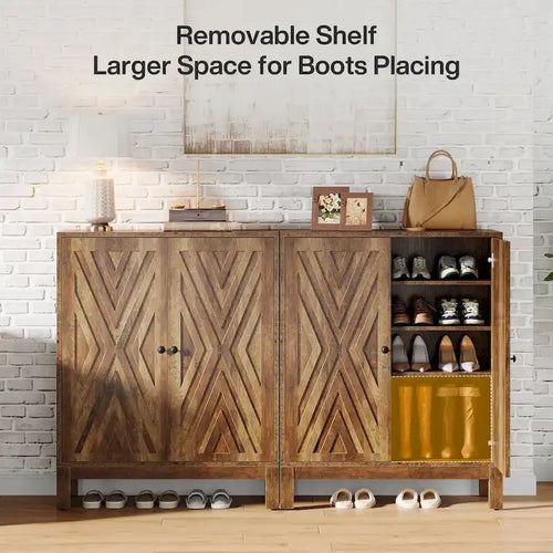 20 Pairs Adjustable Shoe Cabinet with Doors for Entryway